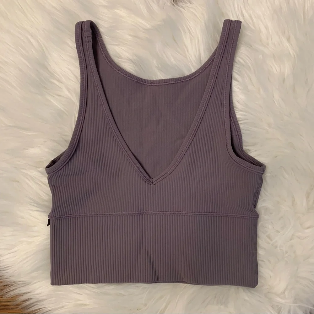 Lululemon Power Pivot Tank Top *Rib Dusky Lavender Purple Gray Reversible Sz 2
